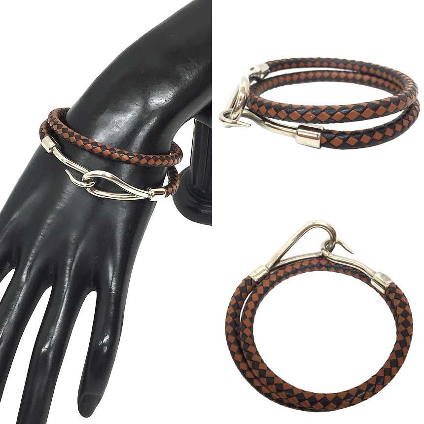 HERMES エルメス ジャンボ チョーカー 2連ブレスレット 編み込み