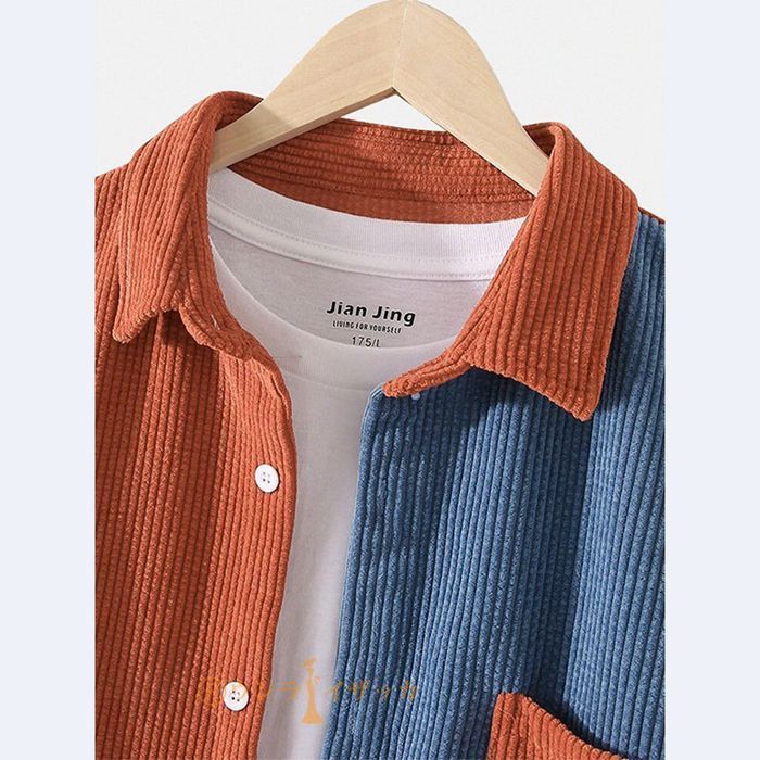 メンズ 無地シャツ コーデュロイシャツ 長袖シャツ 羽織り w8626 osharewalker カジュアルシャツ メンズ トップス 秋冬 長袖 羽織
