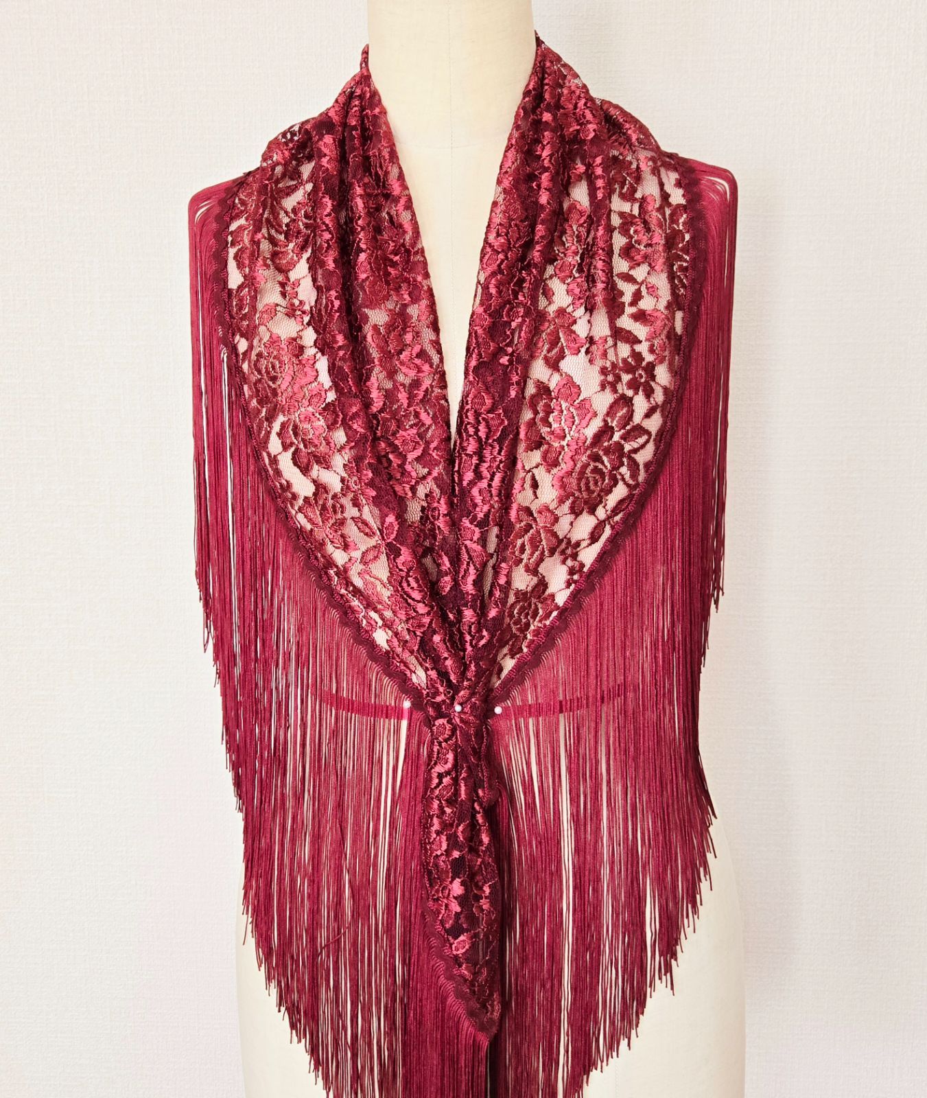 フラメンコ衣装エンジレース シージョ付き ハンドメイド 中古美品