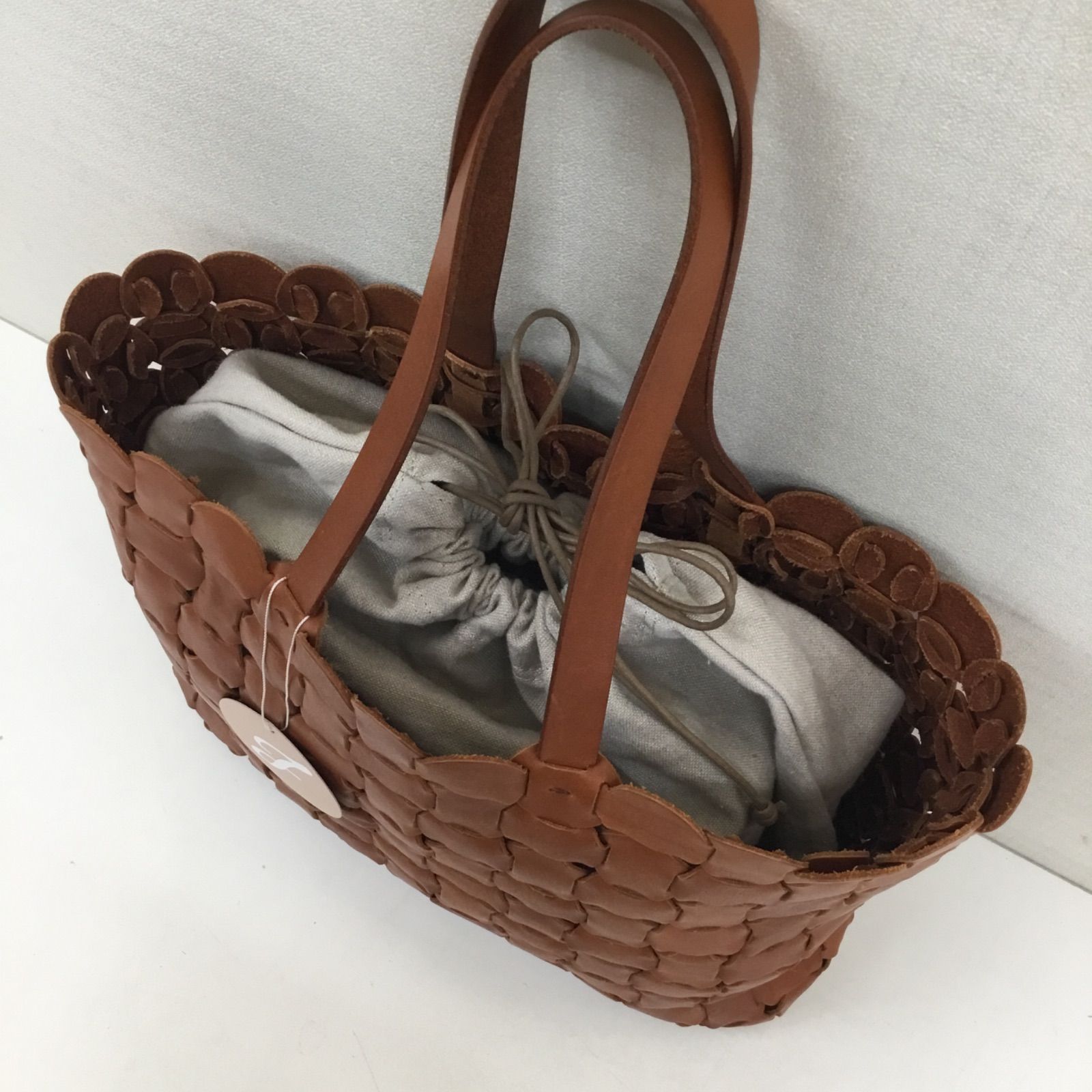 Arukan F アルカン F ／ レザー編込みバッグ ／ 革メッシュバッグ