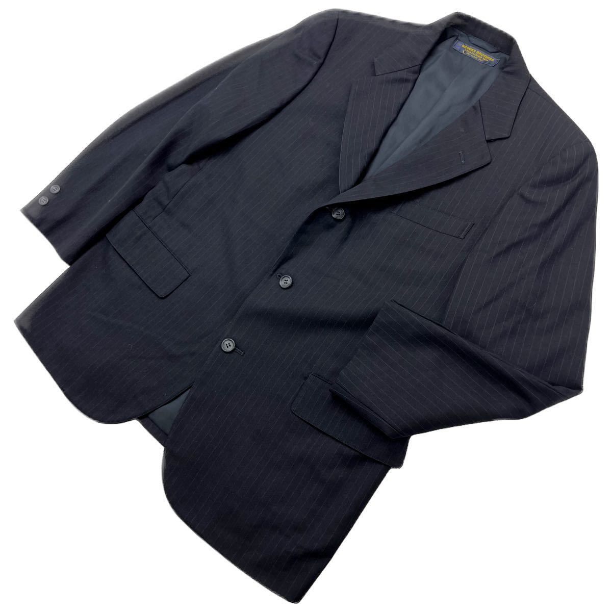 BROOKS BROTHERS ☆ ウール テーラードジャケット ストライプ 背抜き ダークネイビー AB4 通年 ビジネス 紳士 ブルックスブラザーズ■S2510 BROOKS BROTHERS ☆ ウール テーラードジャケット ストライプ 背抜き