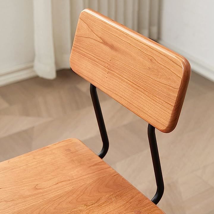 MU RONG ダイニングチェア 2脚セット 木製 椅子 布座 チェア ハイバック ラタン 籐 チェリー 無垢材 ダイニング椅子 幅44cm*奥行46 MU RONG ダイニングチェア 2脚セット 天然木製 椅子 オーク材