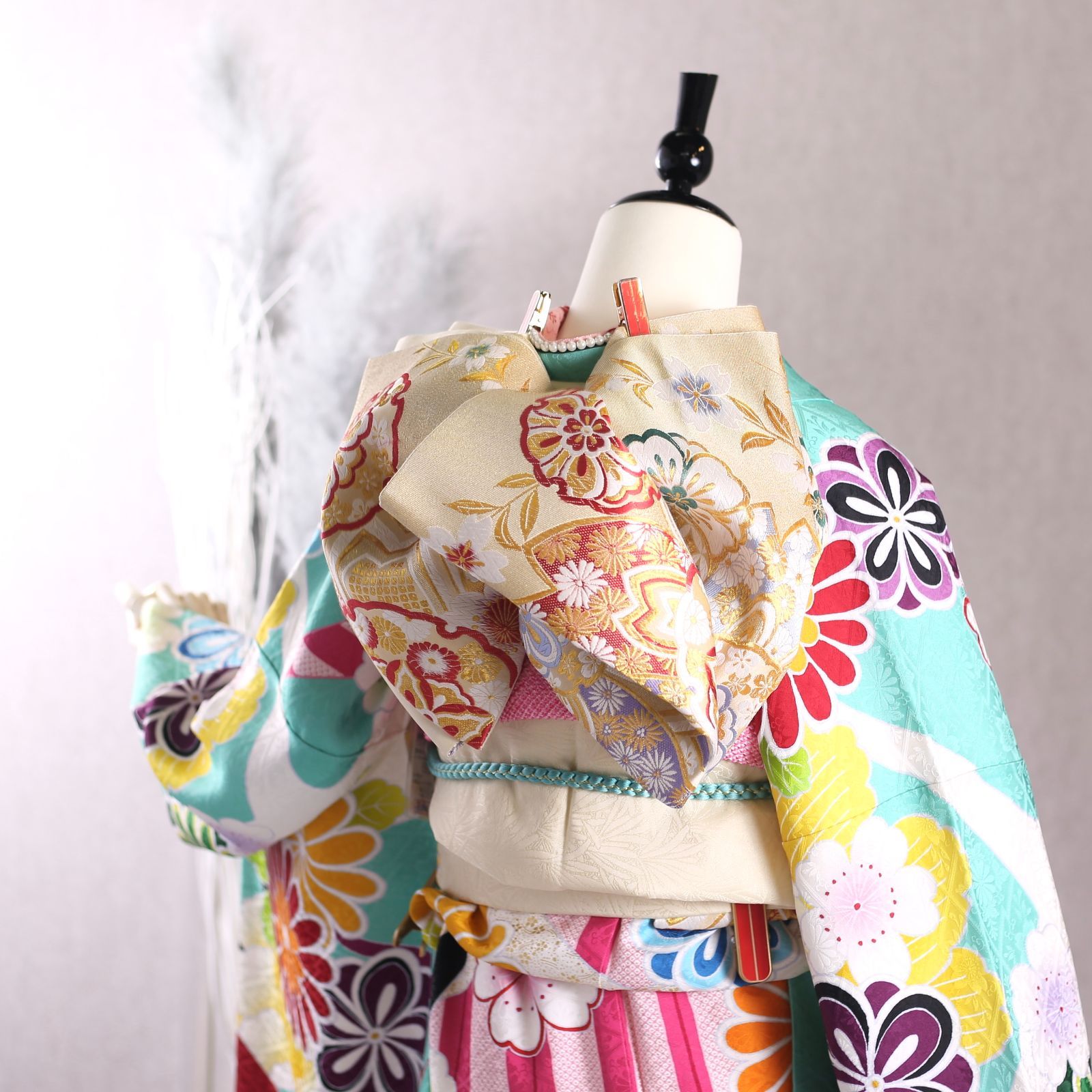 美品 振袖7点フルセット【水色×レトロポップ】 〈L〉F-262 - メルカリ