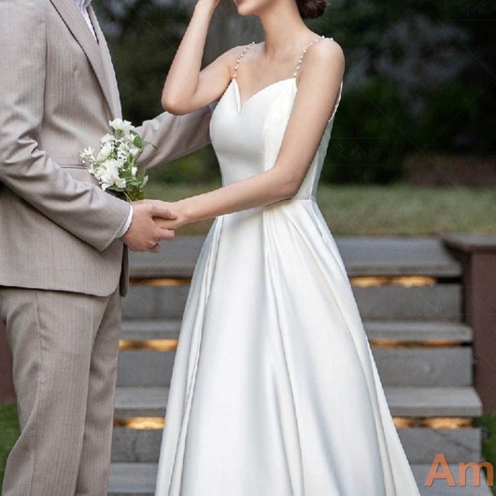 二次会 花嫁 白 ワンピース ウエディングドレスマキシ丈 結婚式