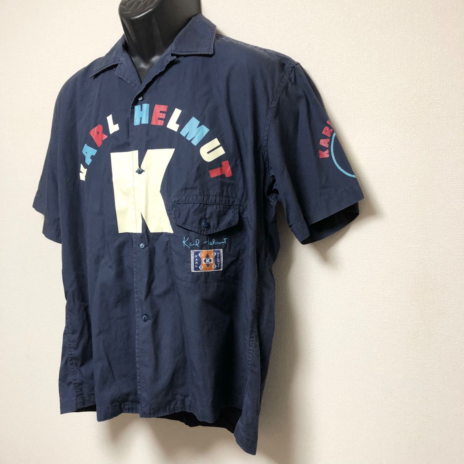 KARL HELMUT◆半袖シャツ/M/コットン/BLU/P039HFB95 KARL HELMUT(カールヘルム) / 半袖シャツ/M/コットン/BLU