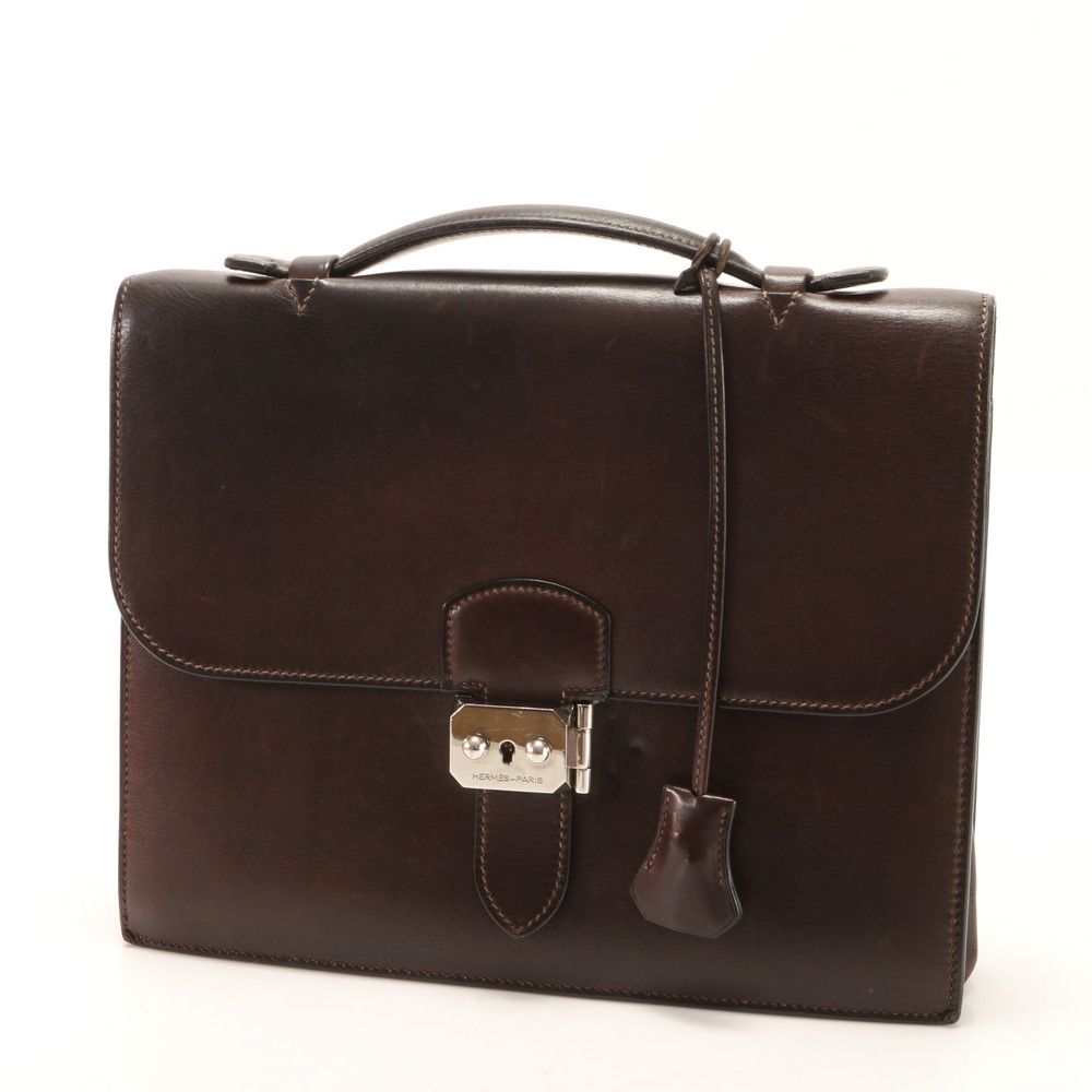 1円 美品 エルメス サックアデペッシュ 27 レザー ビジネス バッグ  