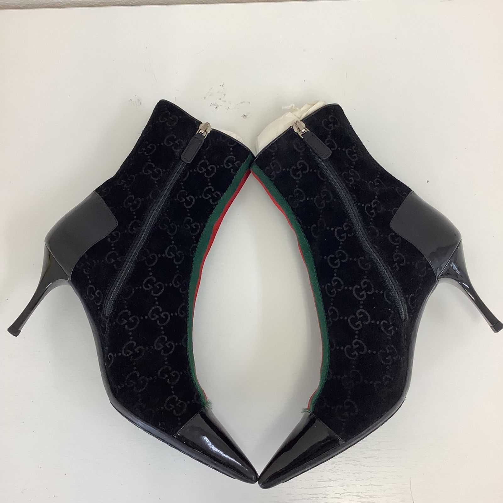 GUCCI gg ロゴ タッセルレザーショートブーツ 黒 約22cm