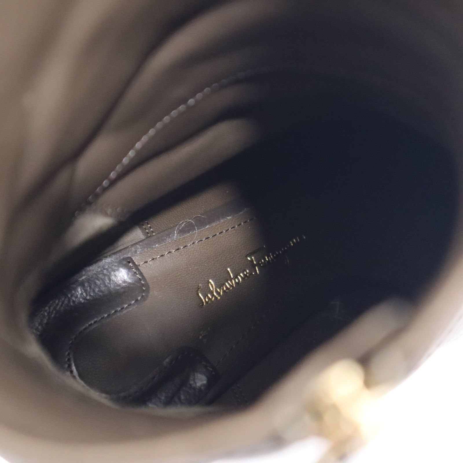 Salvatore Ferragamo フェラガモ ブーツ ショートブーツ FE05335 カーキ系 6 1|2サイズ レディース 箱有 21k352-4 KIN-KAAI_COM