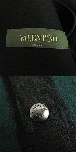 43cm袖丈極美品□VALENTINO/ヴァレンティノ スターパッチ レザーヨーク チェック柄 ウエスタン シャツジャケット ブラック/グリーン 44 伊製 正規品