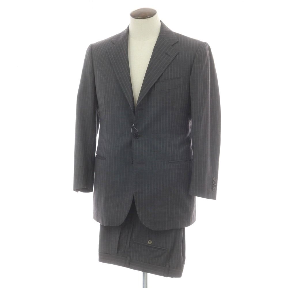 スティレ ラティーノ STILE LATINO ウール ストライプ 3つボタンスーツ ダークグレー サイズ50 メンズ