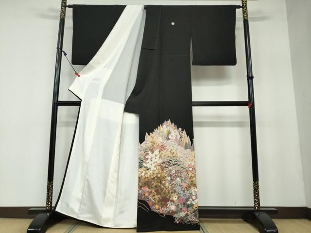 平和屋着物 本加賀友禅作家 土田外男 黒留袖 樹林草花文 正絹 DAAW5952ud