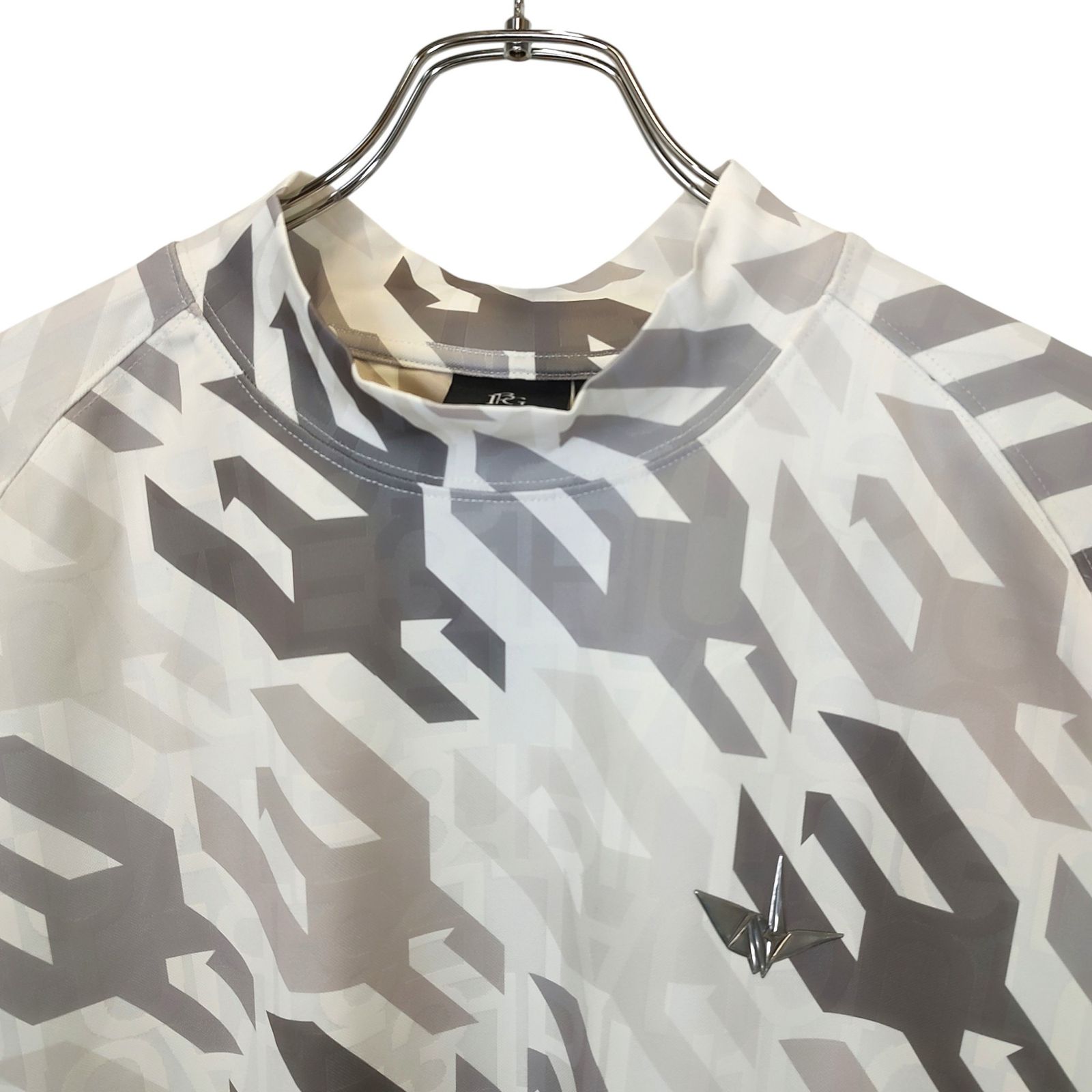 1PIU1UGUALE3 GOLF ウノピゥウノウグァーレトレ ゴルフ MOCK NECK HOUNDSTOOTH 千鳥柄 長袖 モックネック シャツ GRT232 POE518 6 XL ホワイト系 メンズ LLC-HASEGAWATOSO_COM