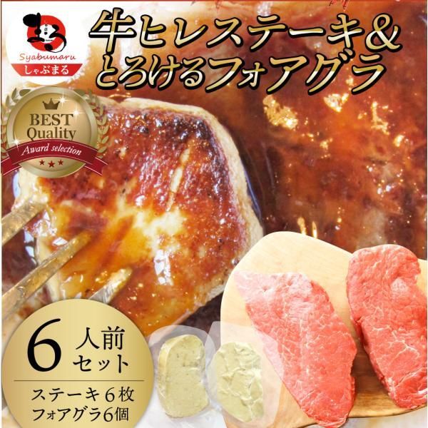 肉 牛肉 お中元 ギフト 食品 プレゼント お祝い ヒレステーキ フォアグラ セット 6人前 ステーキ100g×6枚＆フォアグラ6個