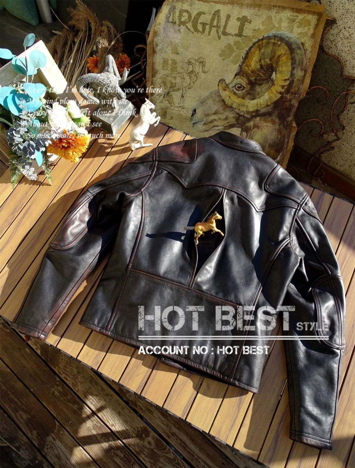 1.2mm 茶芯ホースハイド 50's パテッド シングルライダース ギフト