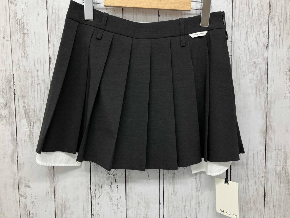 JOSE MOON スカート DOUBLEWAIST PLEATS MINISKIRT 1724621239-0 ブラック サイズ38