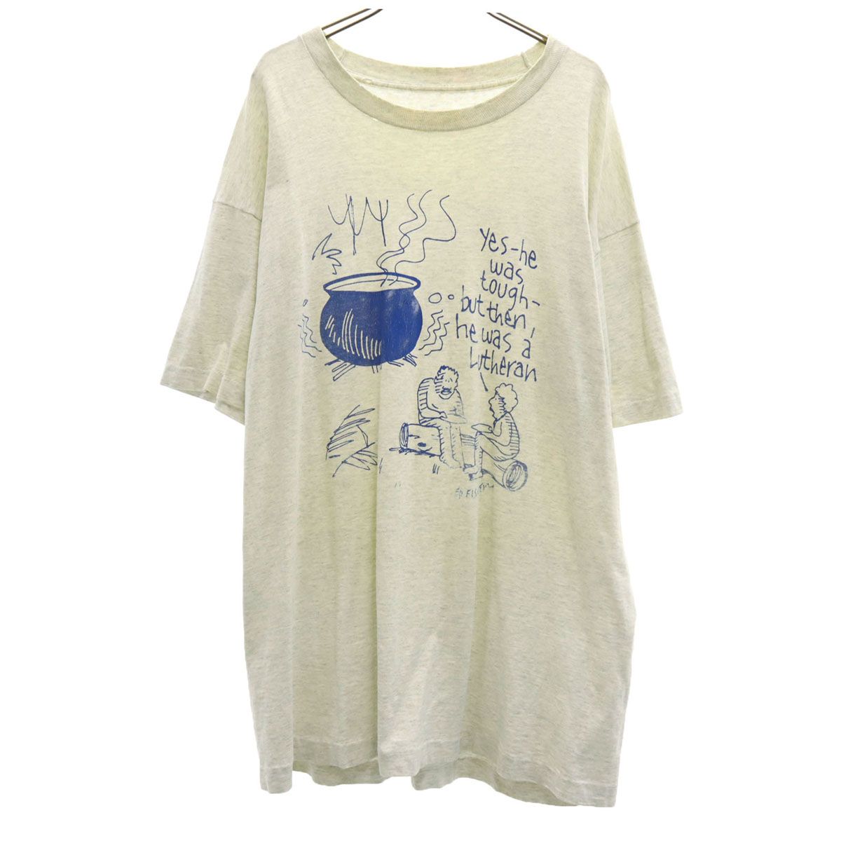 90s オールド メッセージ プリント 半袖 Tシャツ グレー シングル 