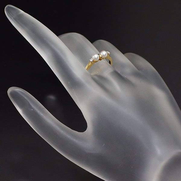 ミキモト K18YG アコヤベビー 真珠/パール ダイヤモンド リング 径約  