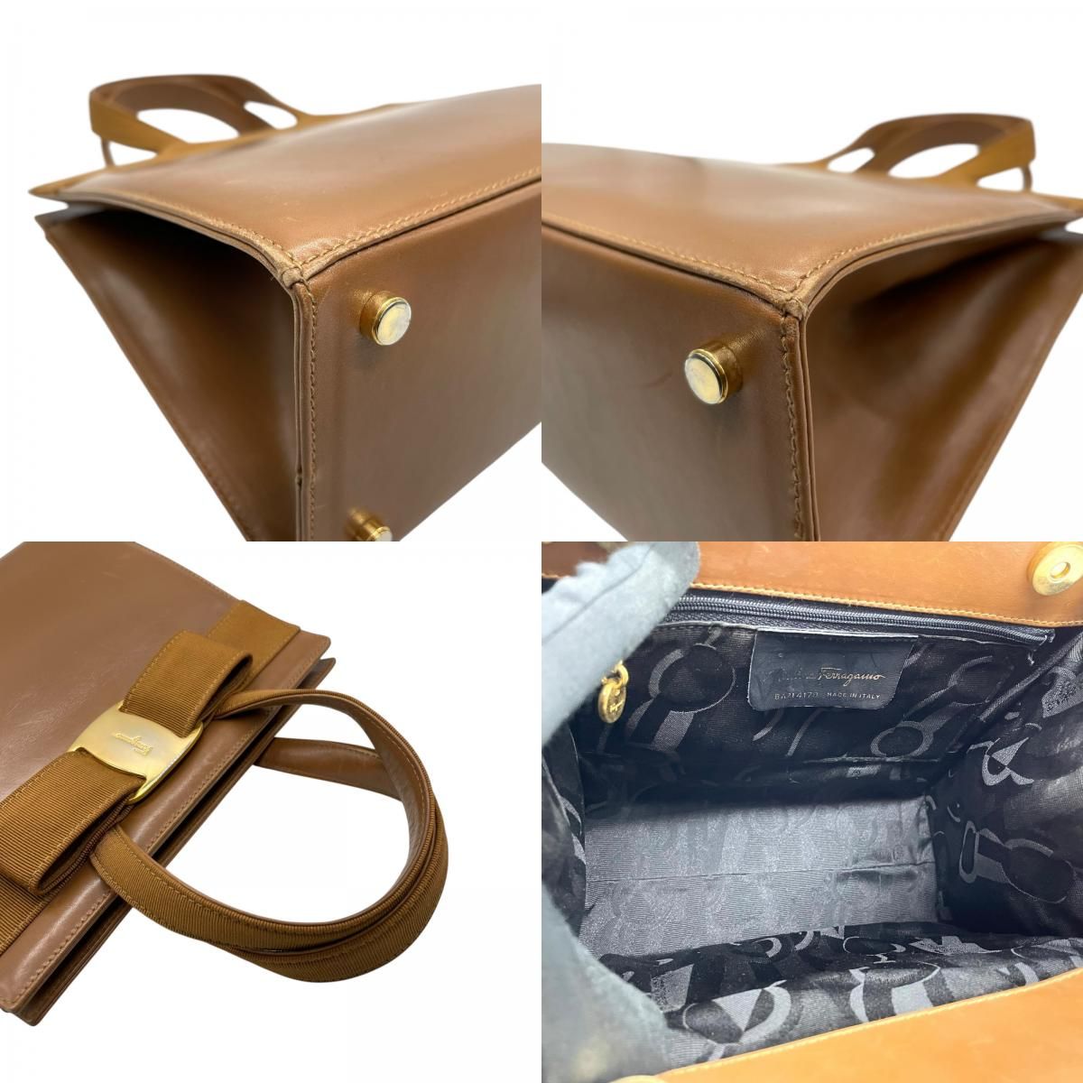美品！ Salvatore Ferragamo ヴァラリボン　サシュベルト　茶色 Salvatore Ferragamo フェラガモ ヴァラ リボン ハンドバッグ 茶
