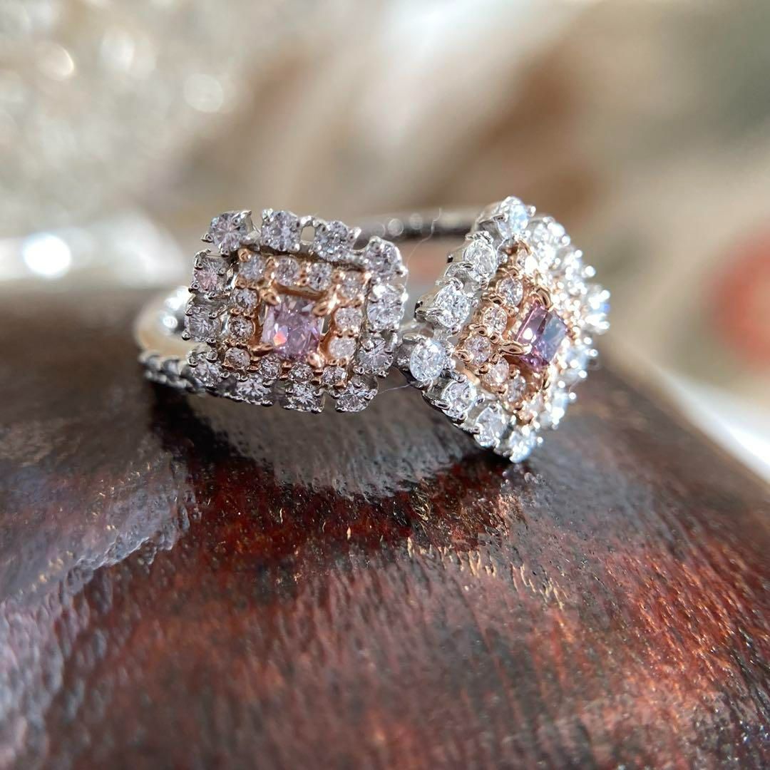 pt950 k18 fancy deep puplish pink ダイヤモンドリング 指輪｜中央宝石研究所ソーティング付き