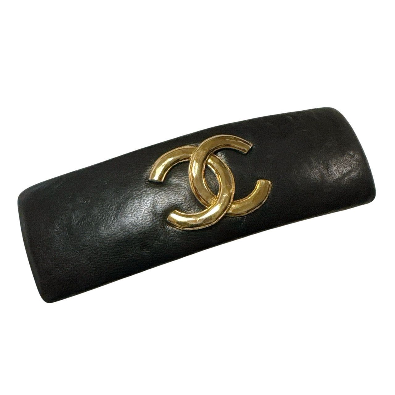 3071 CHANEL シャネル COCO レザー ヘアバレッタ ヘアークリップ