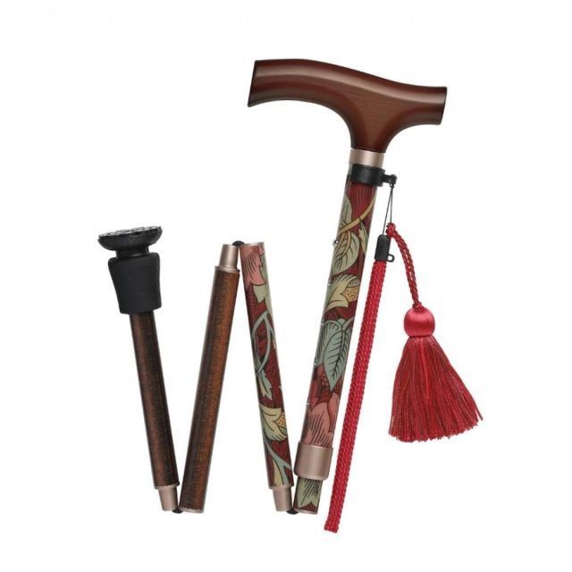 フジホーム ウィリアム モリス 折畳 ステッキ ハニーサックル＆チューリップ 杖 5段階調節 歩行サポート 母の日 プレゼント 化粧箱入り WB5108 敬老の日