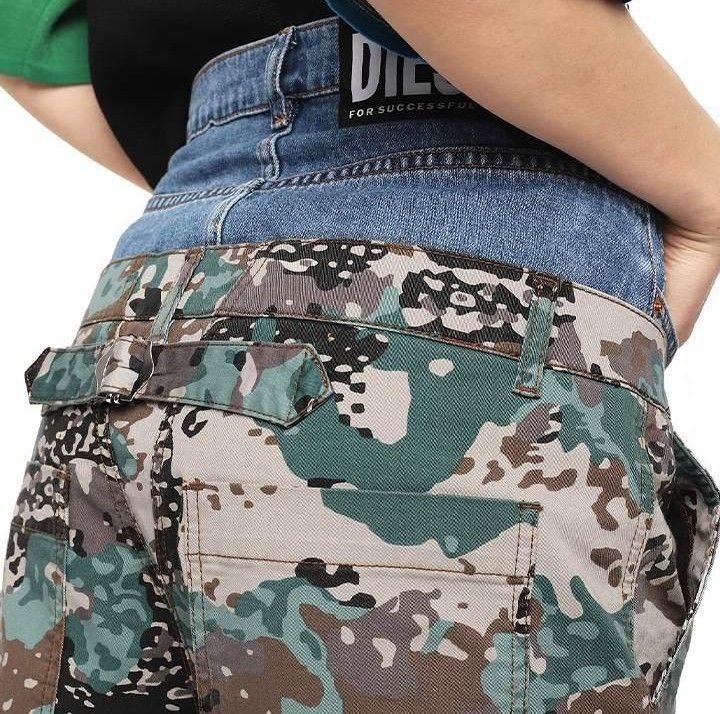 新品】DIESEL デニム レイヤードデザイン カモフラージュ柄 切替