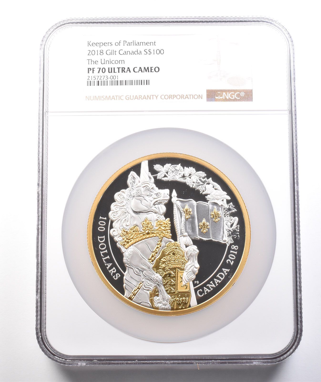 2018年カナダ100ドル銀貨 キーパーズ オブ パーラメント ユニコーン PF70 UCAM NGC