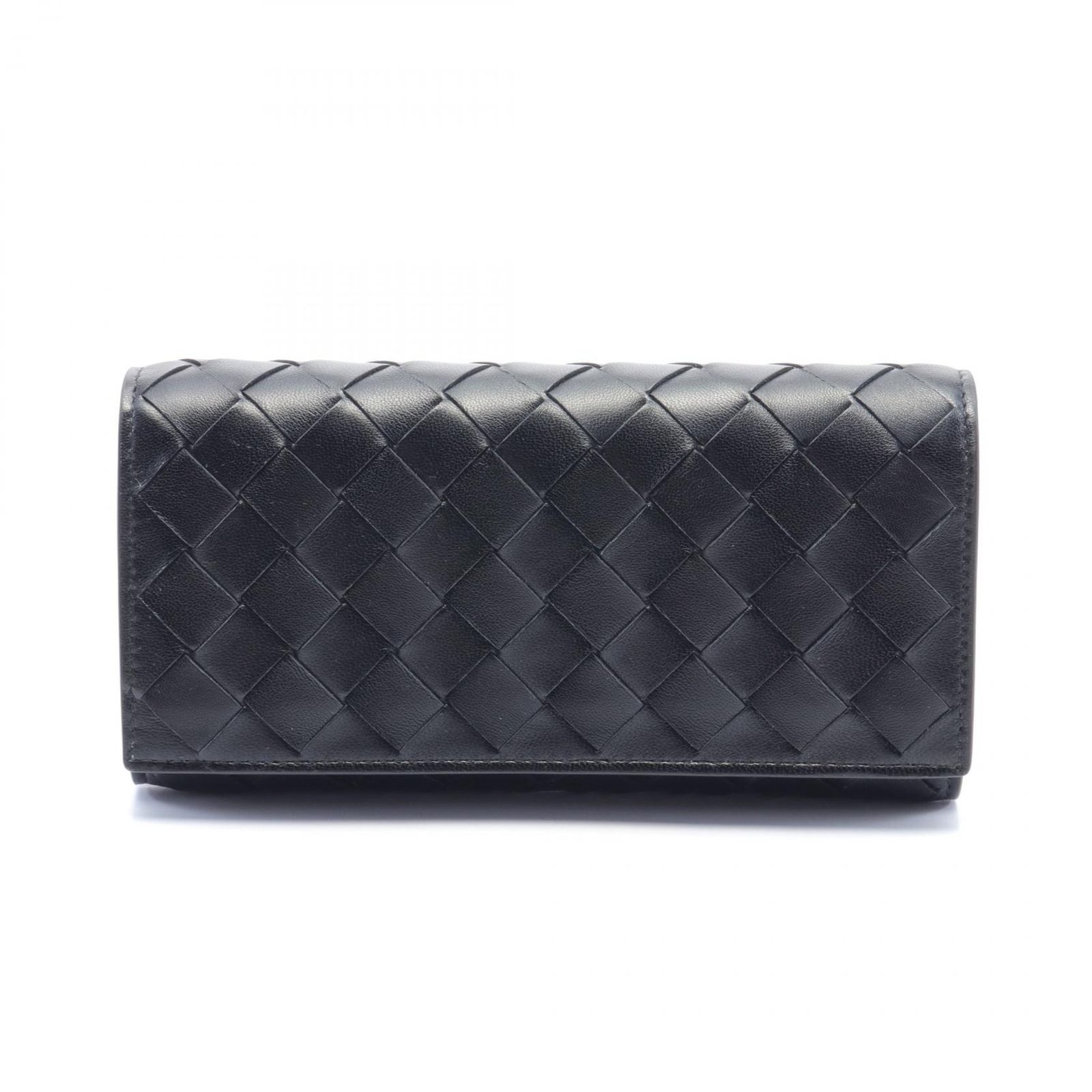 ボッテガヴェネタ BOTTEGA VENETA 二つ折り長財布 イントレチャート 742936VCPP38425 ブラック レザー 長財布 レディース