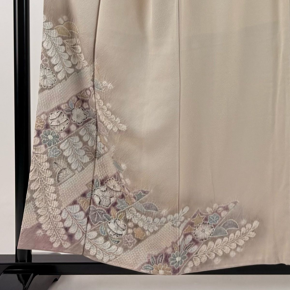 付下げ 身丈155.5cm 裄丈65cm M 袷 樋熊哲也 落款 辻が花 ぼかし 灰茶 正絹