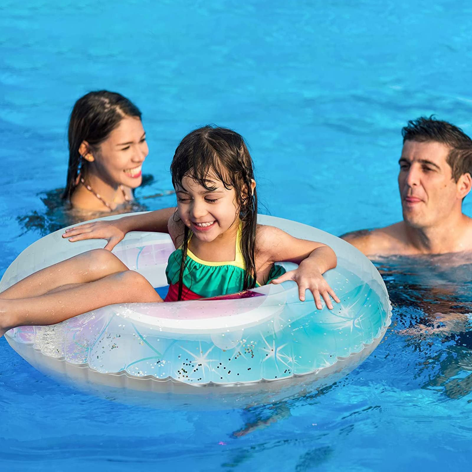 浮き輪強い浮力子供大人用夏海遊び プールフロート 水遊び海水浴水泳サイズ調整可能