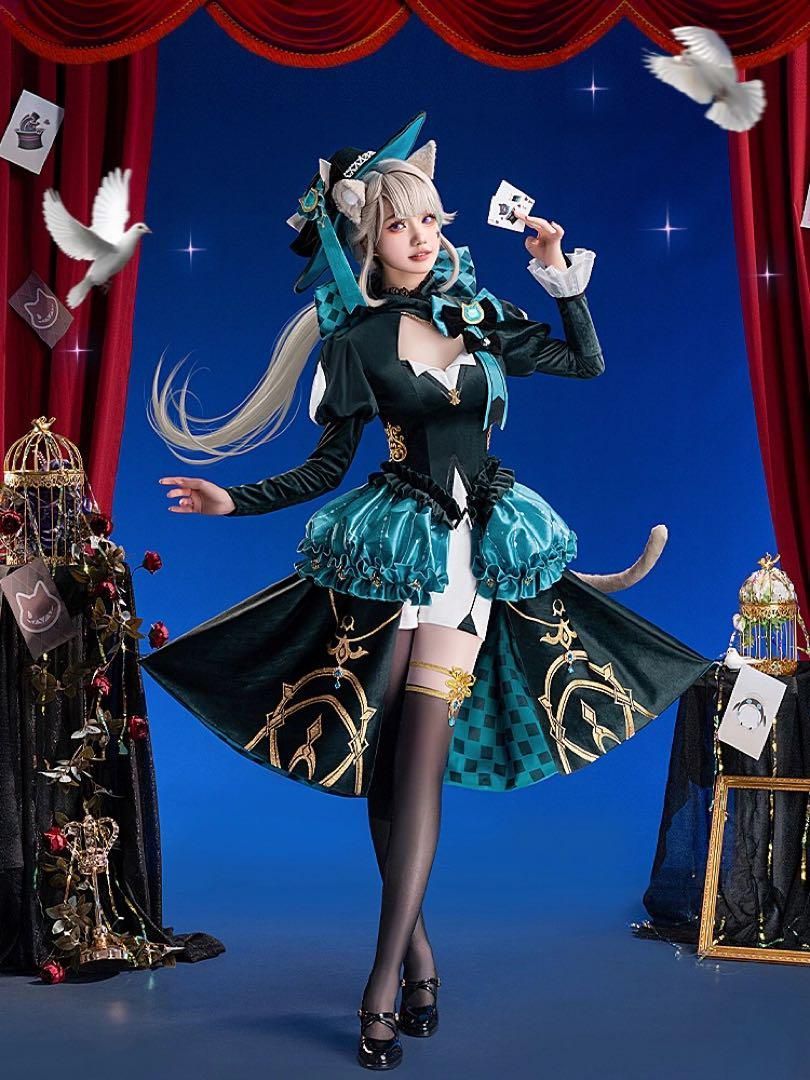 初獣猫 原神 リネット 魔術の夜 コスプレ衣装 ウィッグ 靴追加可
