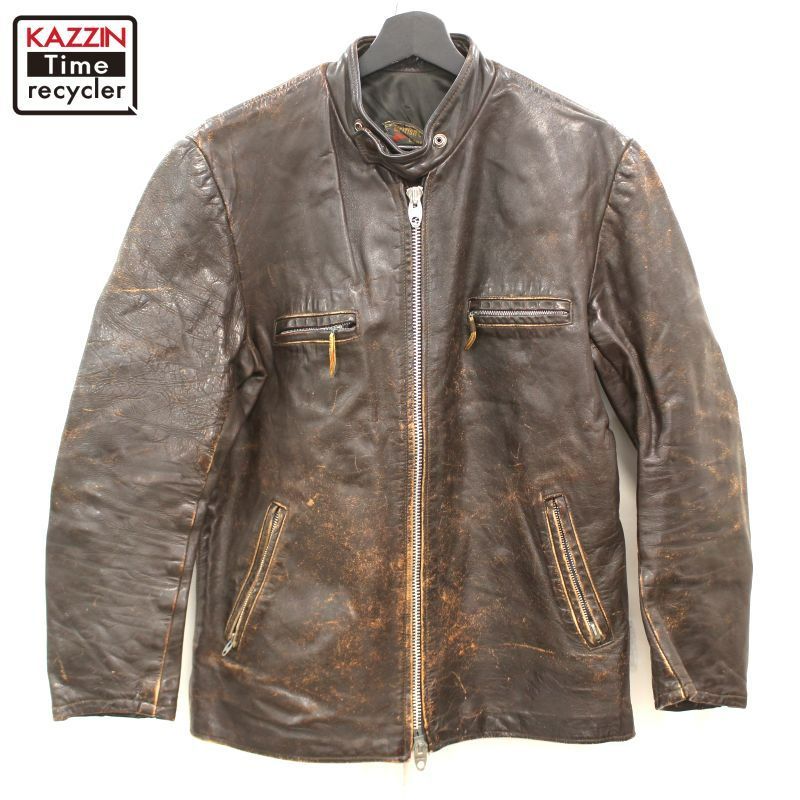 70s vintage カナダ製 BritishSportswear ライダース 70s vintage British Cycle Leathers カナダ製 ダブルジップ シングル