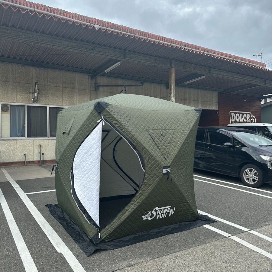 ほぼ MGC サウナテントグリーン 最新 年後期型 撮影で使用 スカート部にほんのり焼け跡あり