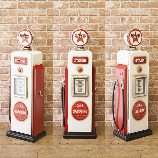 【アメ雑】ガスポンプ CDホルダーGASOLINE (新色WHITE) キャビネット 収納棚 収納ラック