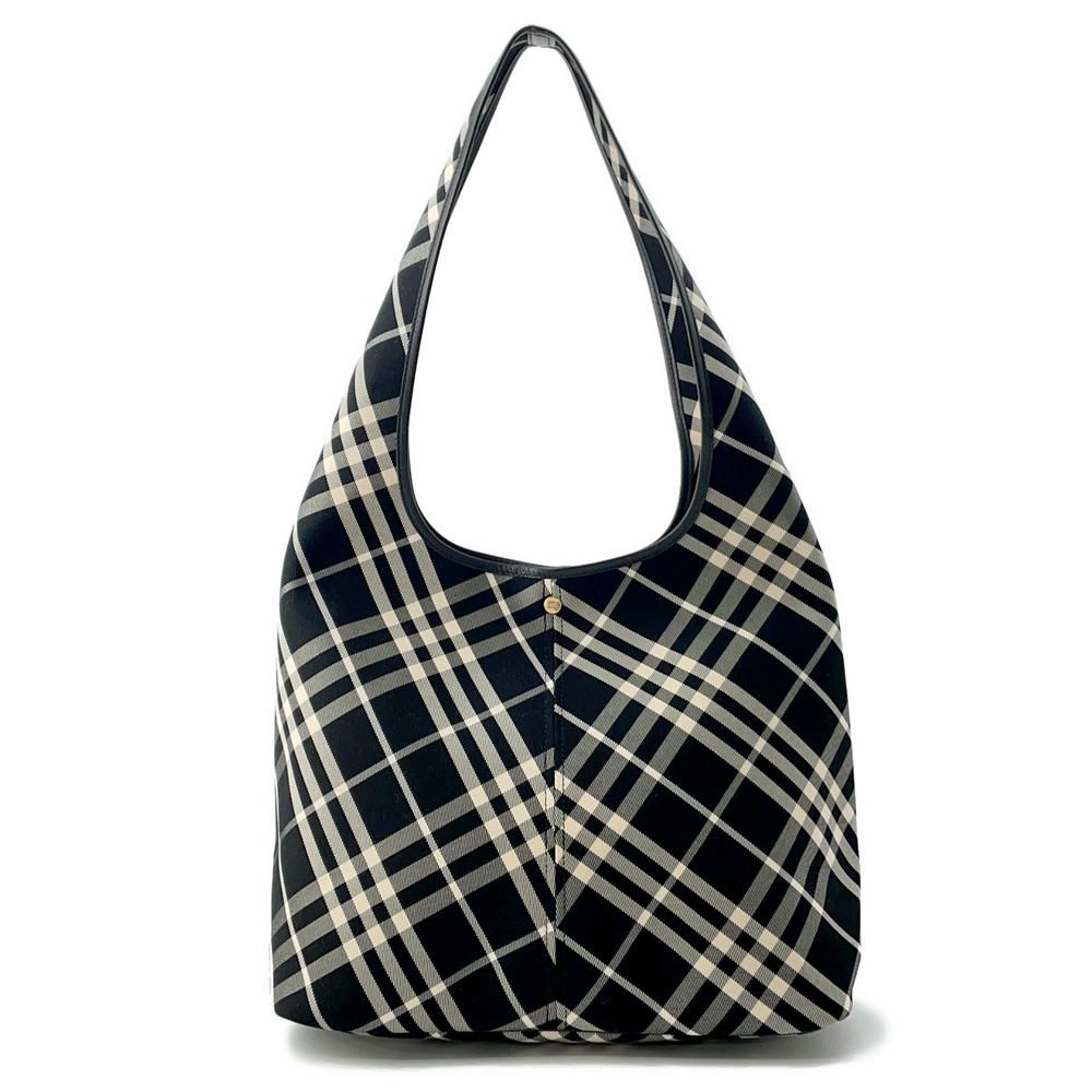 バーバリー トートバッグ チェック ショルダーバッグ ラージ キャンバス 80944761 BURBERRY 黒
