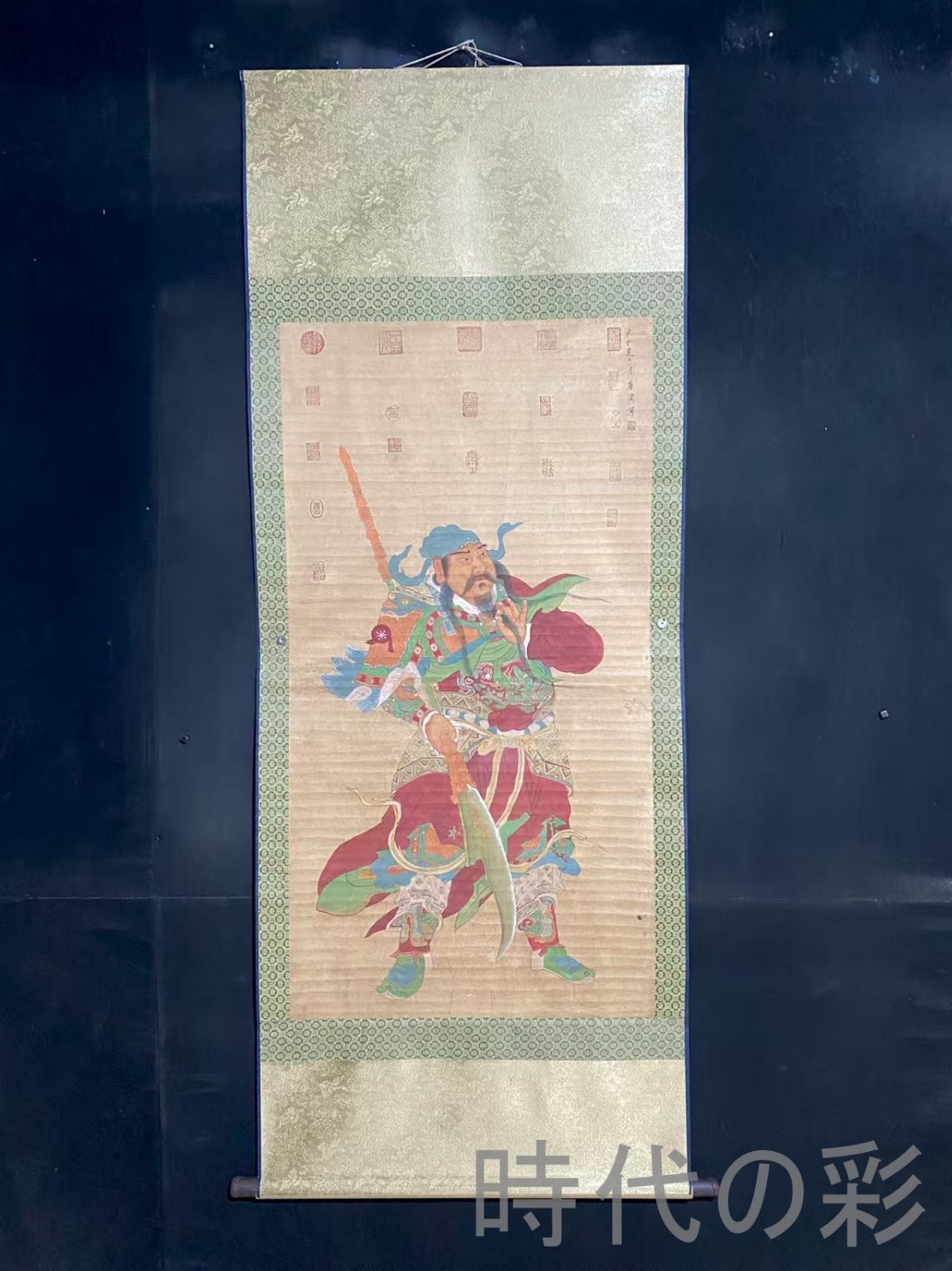 中国古美術 明代 唐寅款 關公図 宣紙 四尺中堂画 肉筆 手描き 唐物 掛け軸 水墨画 水彩画 国画 絵画 古画 書道 名家書画 古玩 R0709181814
