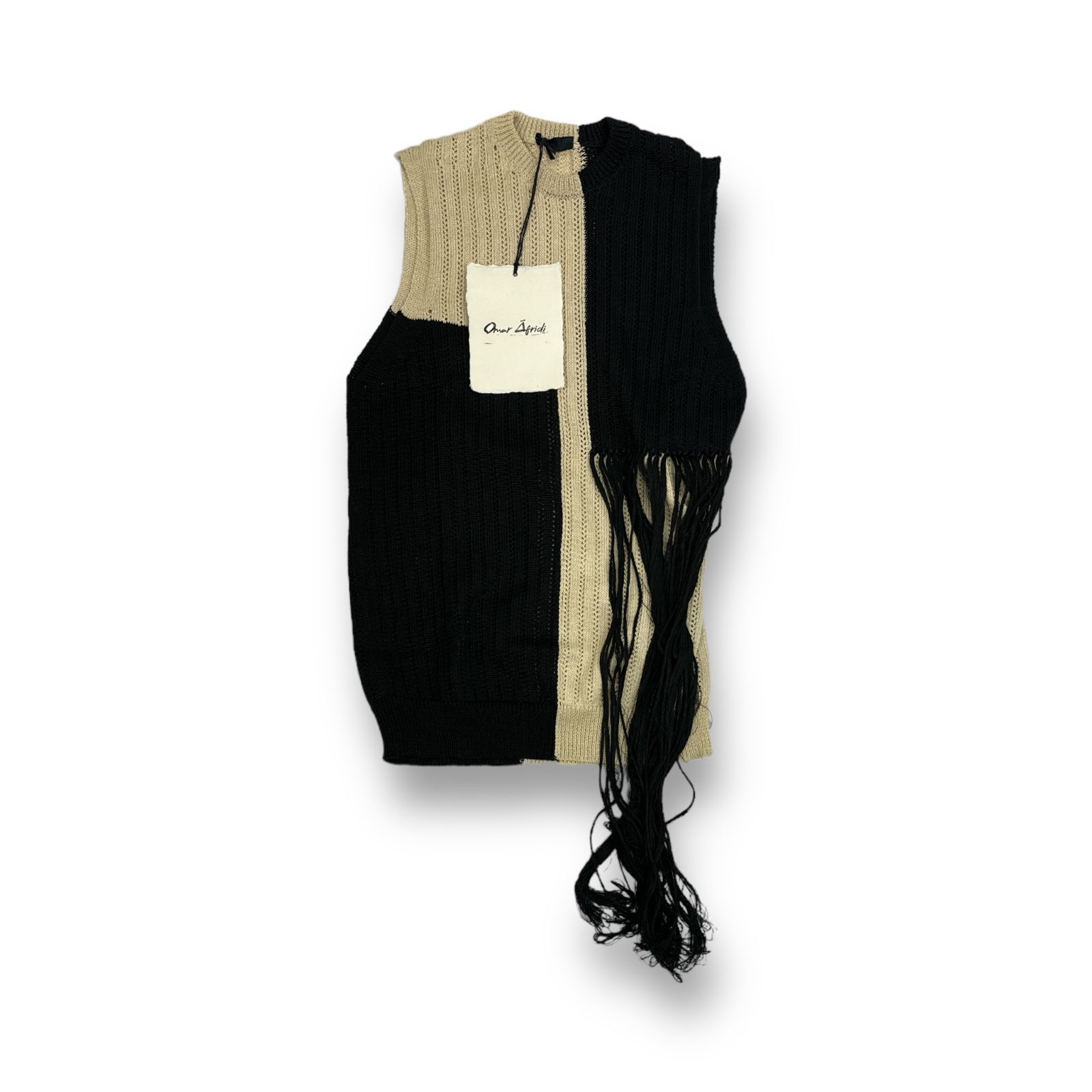 新品 OMAR AFRIDI 23SS FRINGED LONG KNITTED VEST フリンジ ロング ニットベスト オマールアフリディ  OA-SS23-KNT-101-01 44 68844A4 - メルカリ