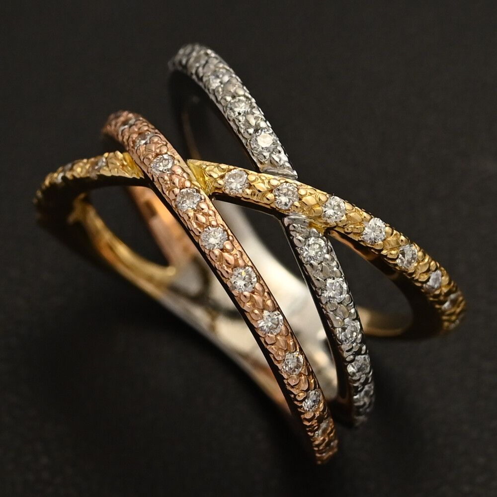 0.36ct CHARRIOL シャリオール 39P･ダイヤモンドリング･指輪 K18Y W P 750 3 -5.6g 8.5号 48.5 ゴールド プレゼント ♀ S レディース 590091