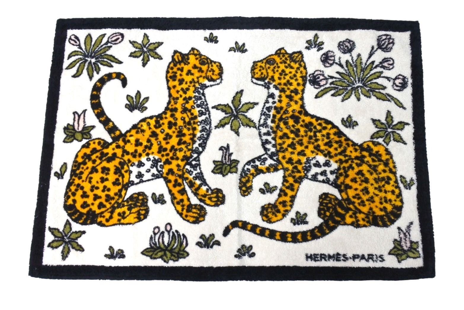 新品同様 HERMES エルメス マット ラグ ビーチタオル チーター