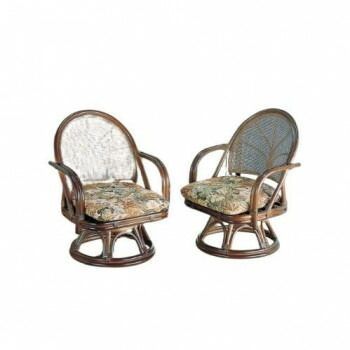 今枝商店 Romantic Rattan 籐回転座椅子2脚組 ハイタイプ TK35