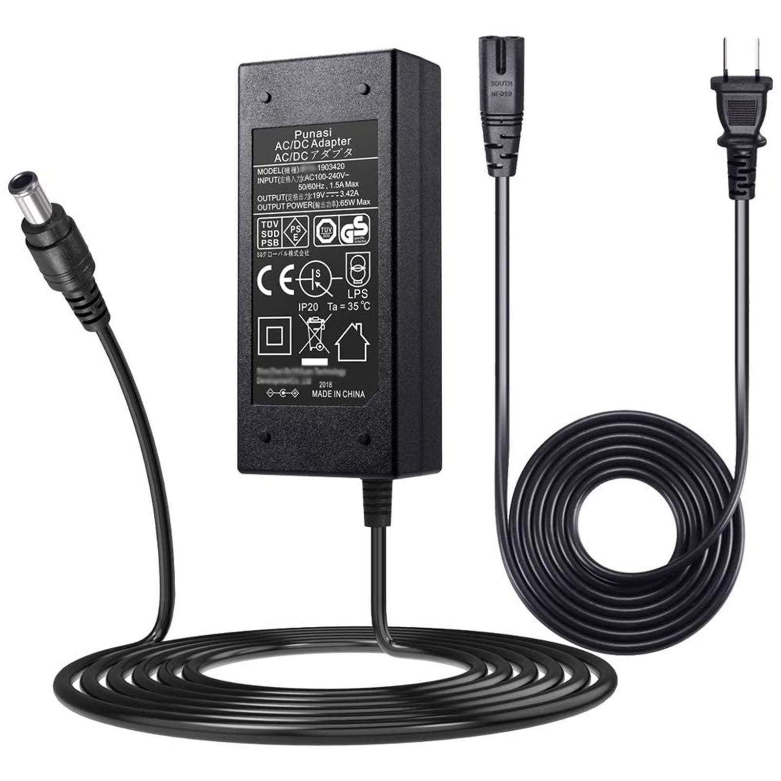 【数量限定】Punasi PSE認証 LG用のAC/DCアダプター 19V 3.42A 65W 19/20/22/23/24/27インチモニター対応 互換ACアダプター HDTV交換用電源 チャージャー用ACアダプター 27GL850-B 22MP48HQ-P