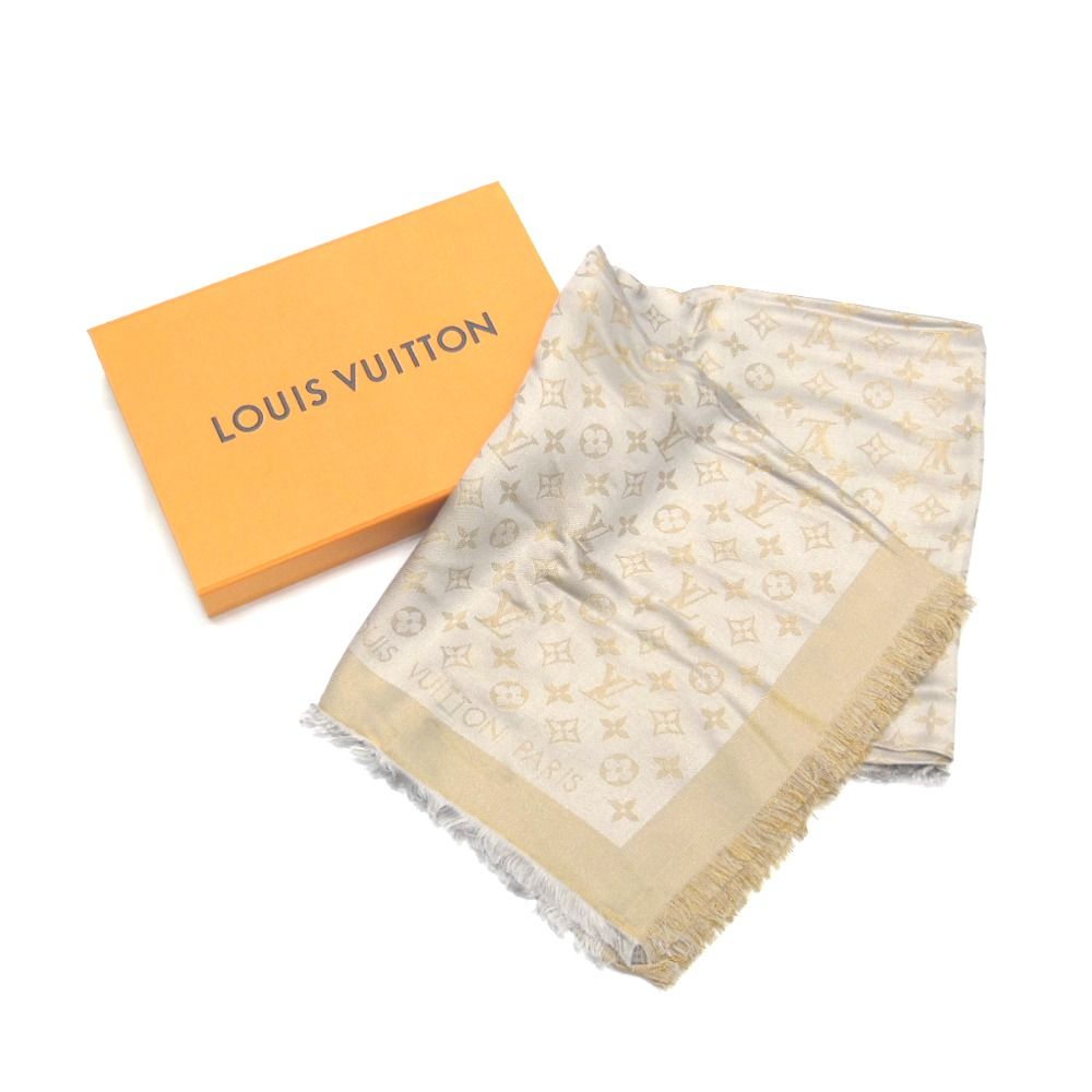 NAHn608901 ルイ ヴィトン ショール|ストール モノグラム シャイン M75121 グレージュ レディース LOUIS VUITTON