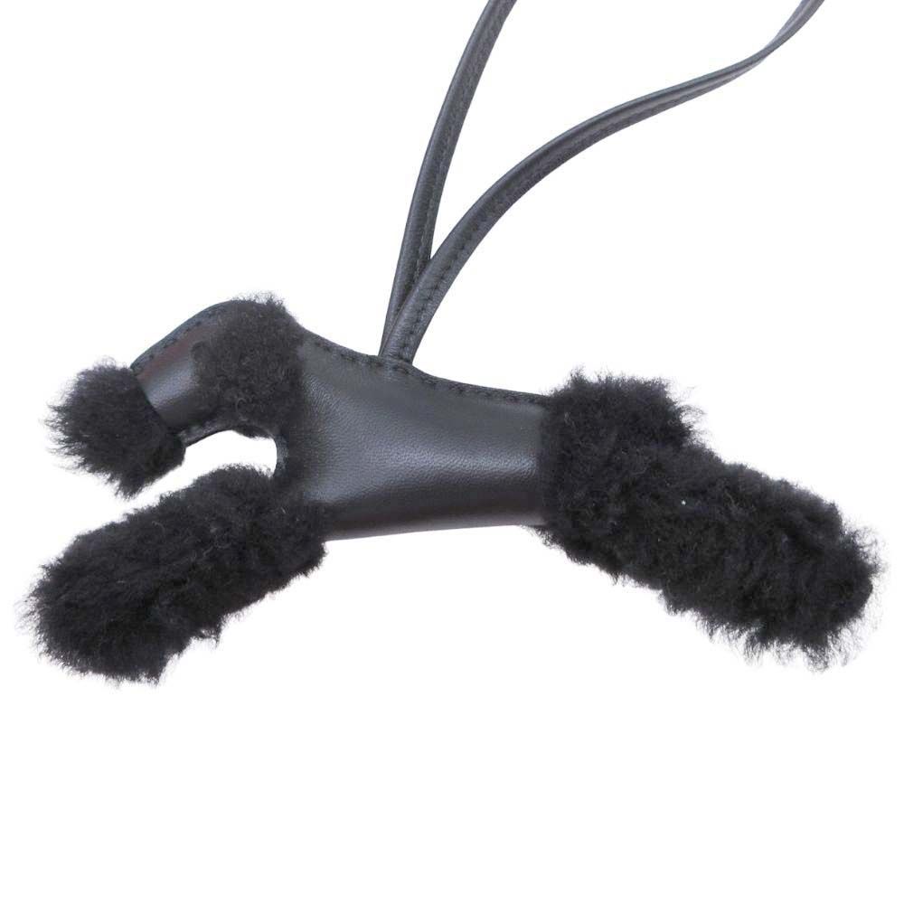 製 エルメス HERMES Budy バディ バッグチャーム 小物 アニョーミロ 犬 ドッグ キーホルダー 黒 ソーブラック ノワール ユニセックス レディース メンズ