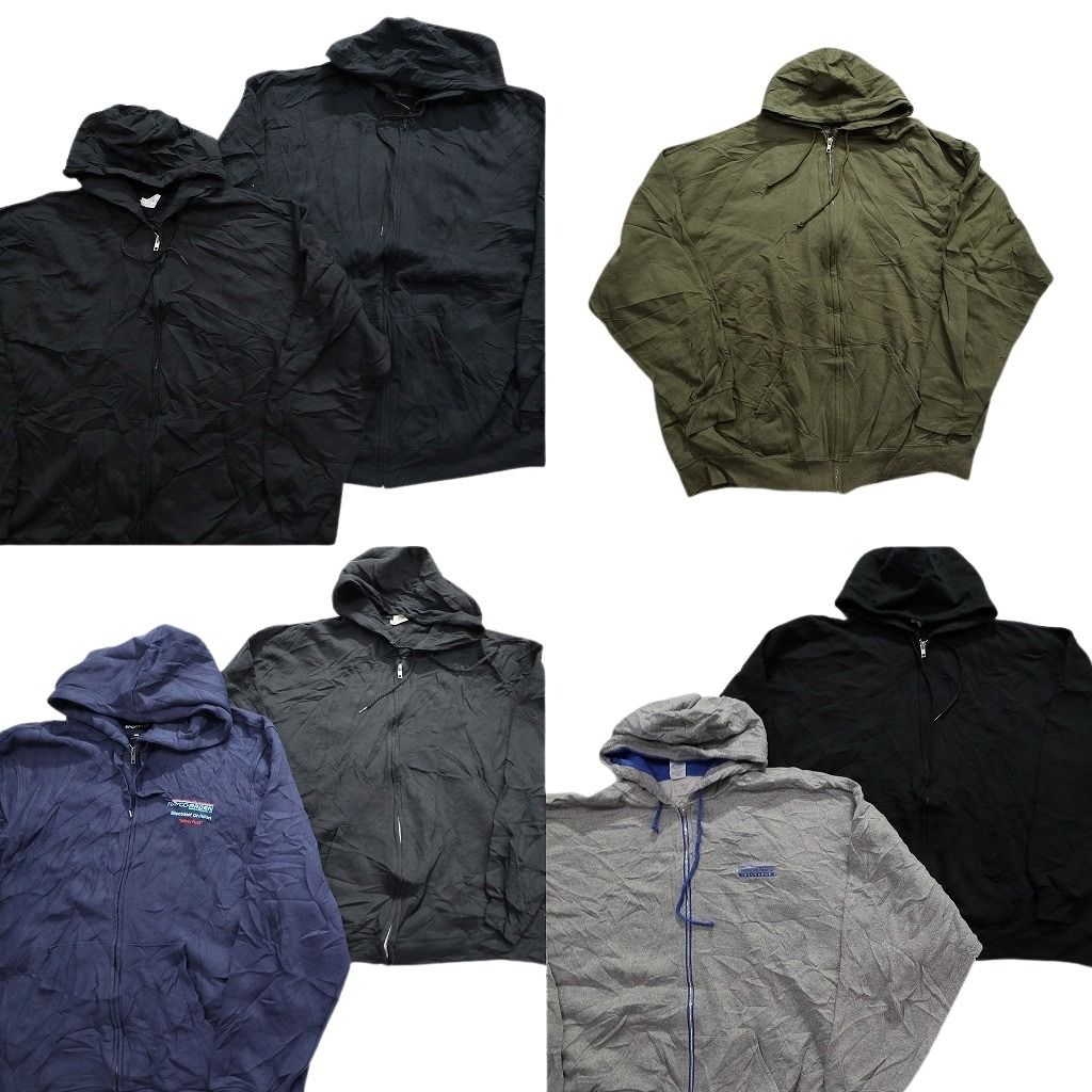 古着卸 まとめ売り フルジップスウェット 7枚セット (メンズ 2XL /3XL ) ワンポイント 無地 単色 中古 古着 MY2783