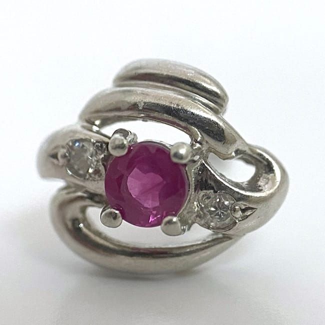 ピアス f-21524 美品 Pt850 プラチナ ダイヤモンド ルビー