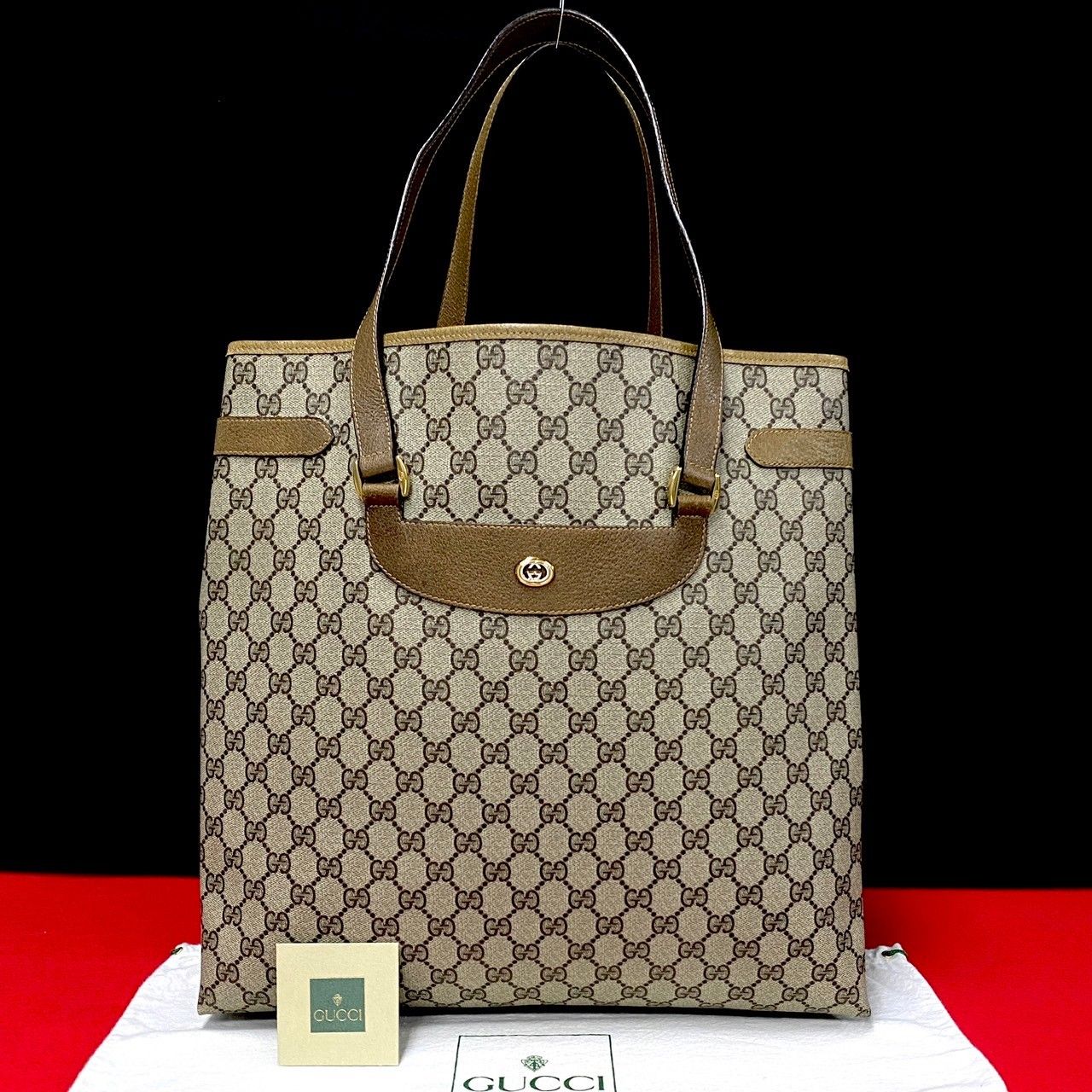 超大特価 GUCCI/グッチ トートバッグ GG柄 本革レザー ブラウン/茶 美 