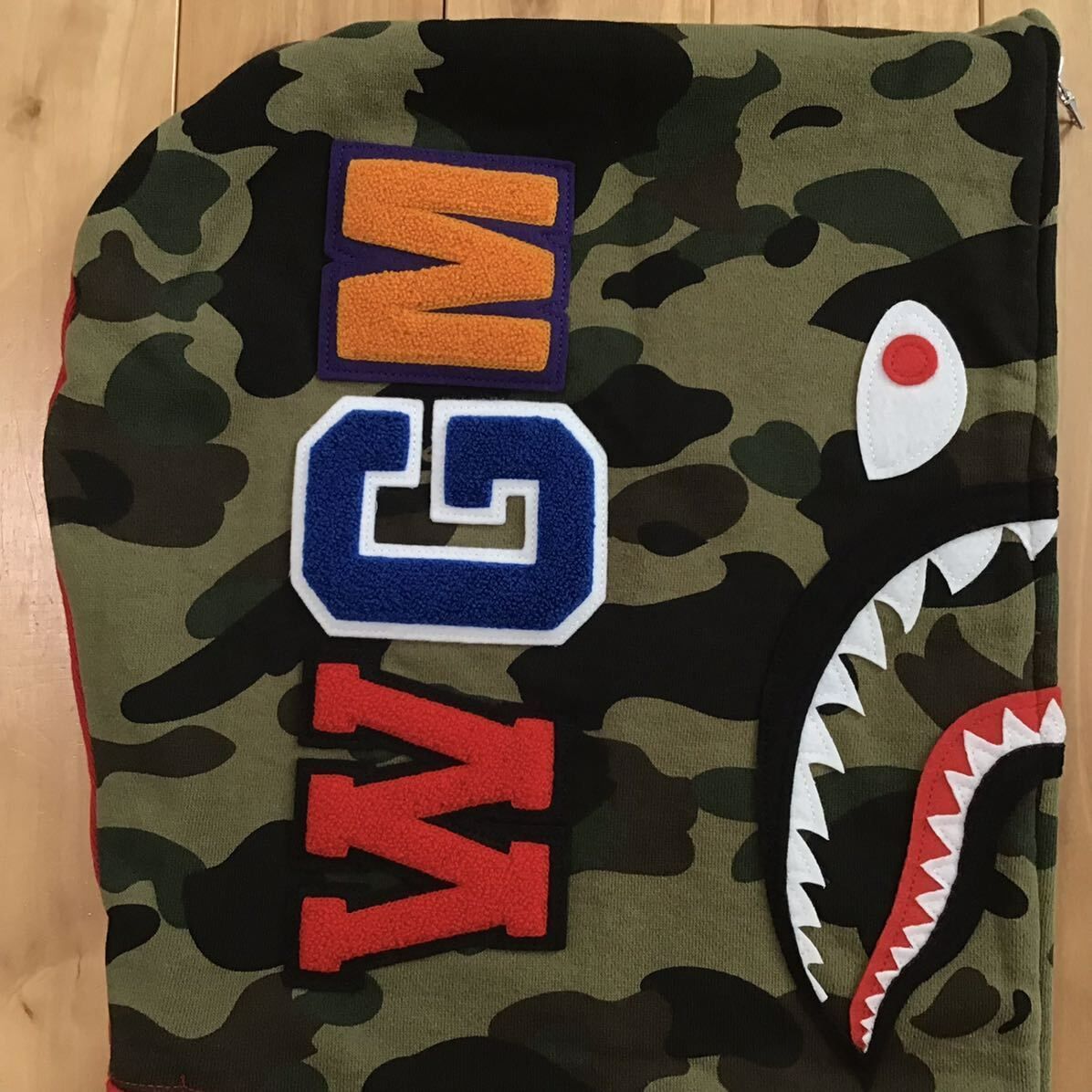 ☆XL☆ Crazy face tiger shark full zip hoodie 1st camo a bathing