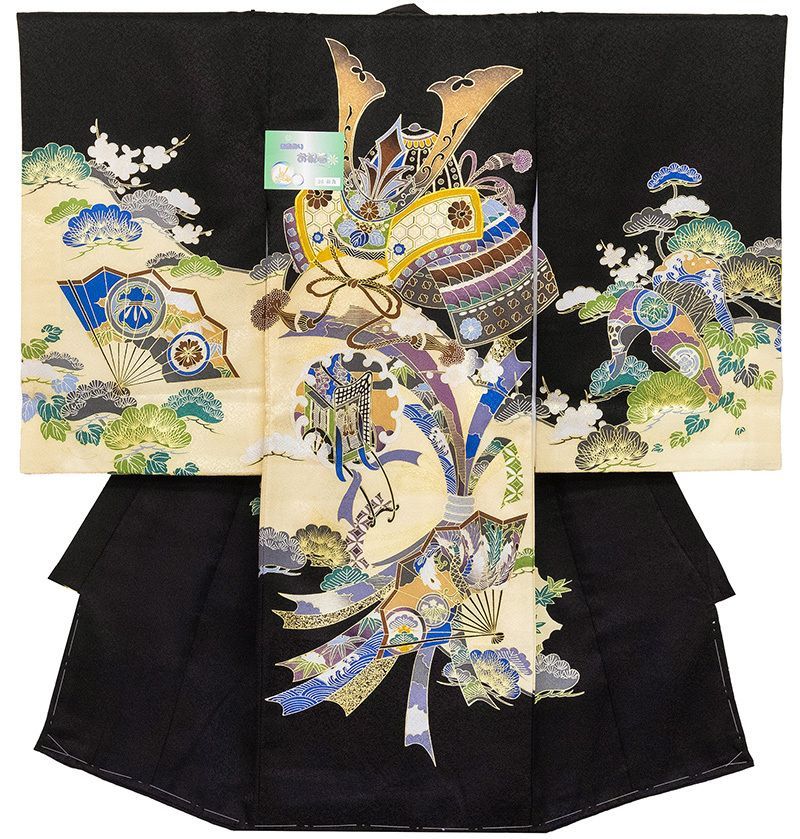 ※店舗改装後☆京都友禅、工芸、金彩仕様☆大将カブト文に祝い古典工芸熨斗文、大王松文多色染分け☆お祝着（10010451） 店舗改装後大感謝市☆送料無料☆京都友禅、刺繍、金彩仕様☆