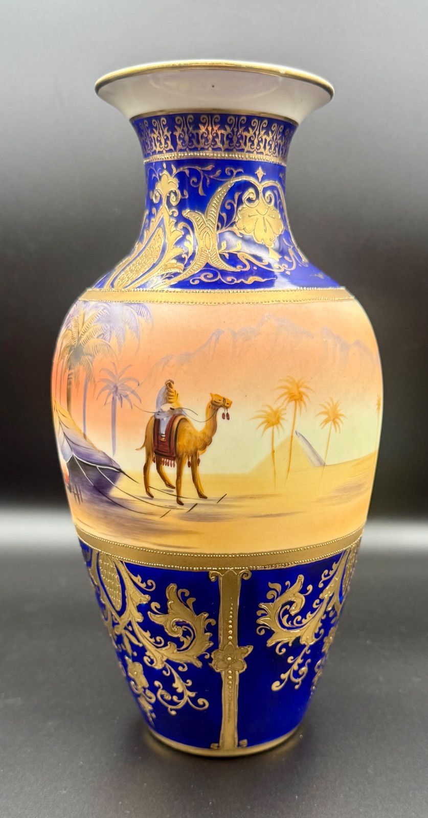 オールドノリタケ花瓶 マルキ印 ブルー オールドノリタケ花瓶 マルキ印