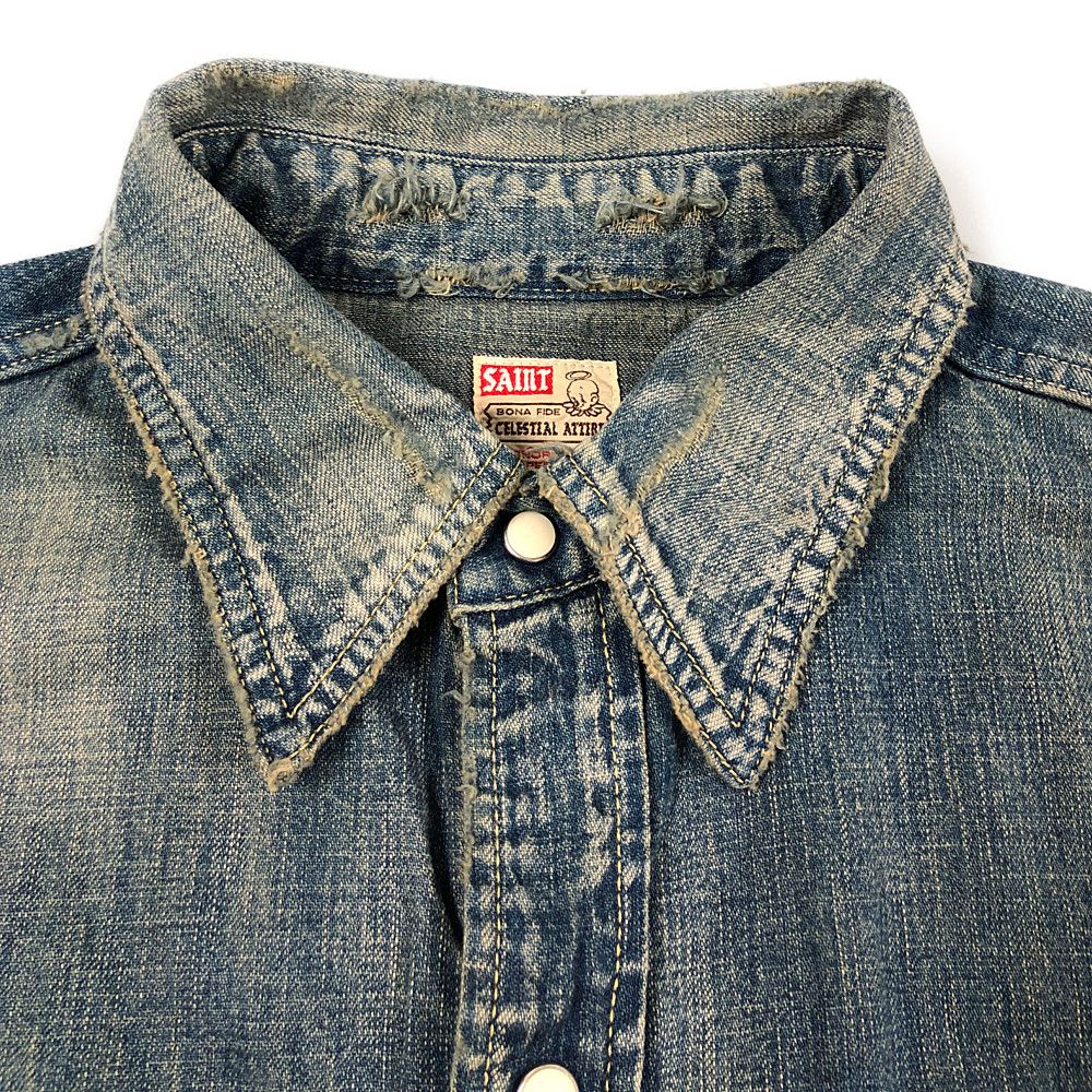 SAINT MICHAEL セントマイケル 23AW SM-A23-0000-015 DENIM SHIRT 加工